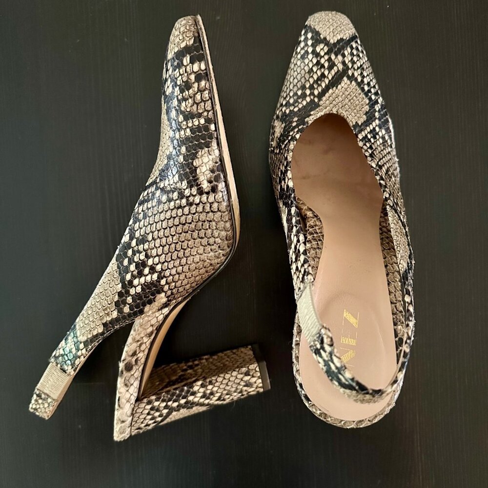 INEZ Snakeskin Slingback Heels